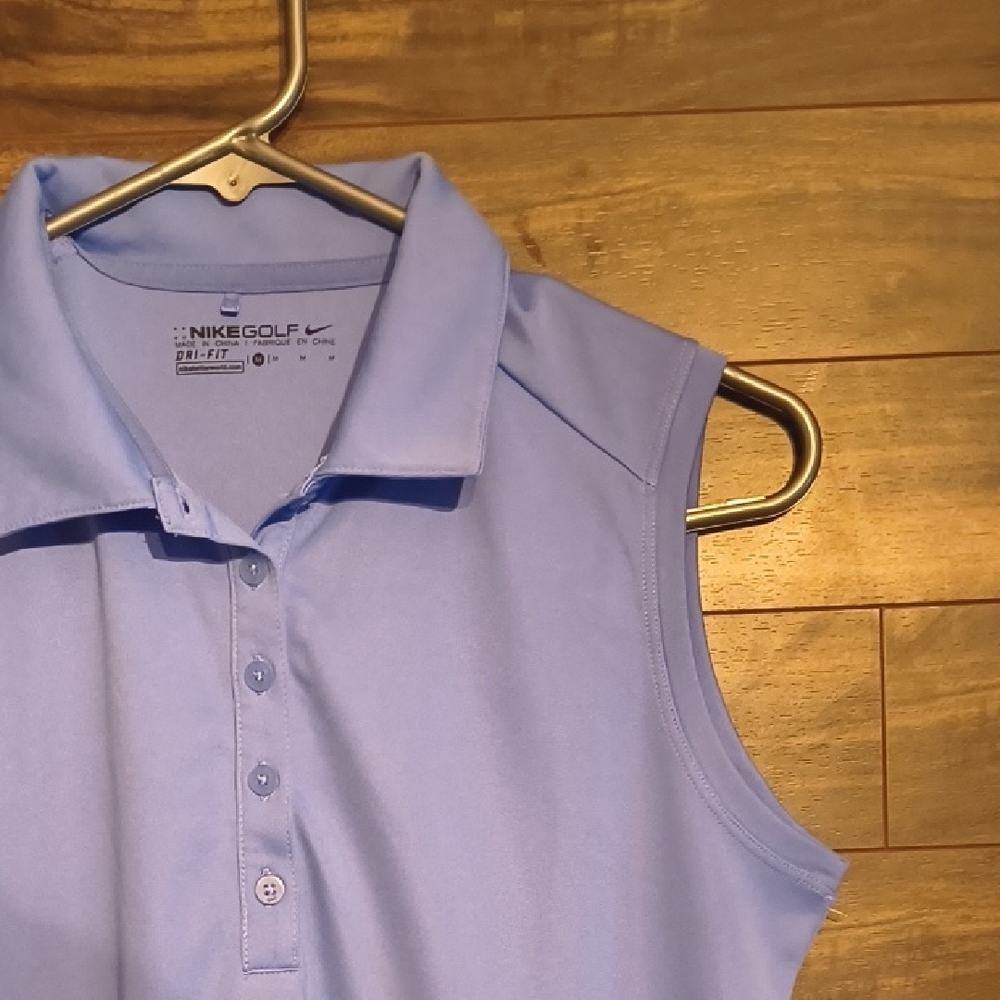 Nike Golf Women's Dri-FIT Sleeveless Polo Shirt - Silky Periwinkle Blue - Size M - Picture 7 of 9